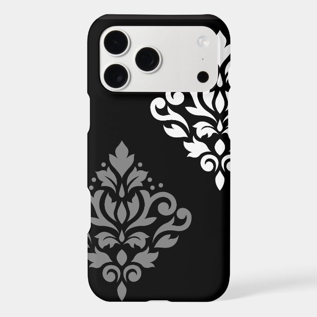 Scroll Damask Art I Black Gray White (Back)