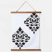 Scroll Damask Art I Black on White