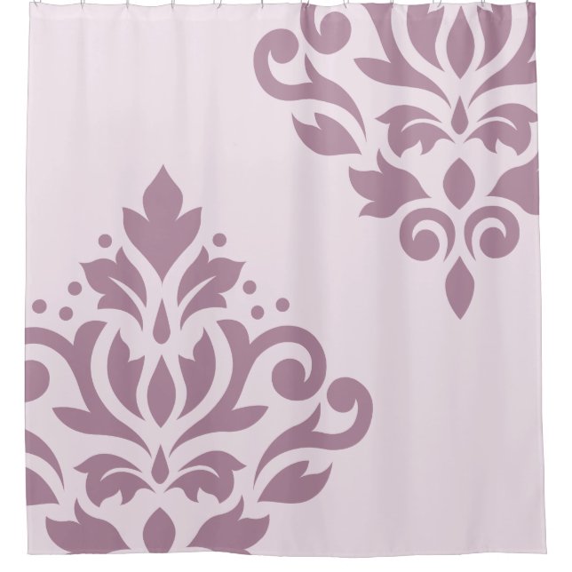 Scroll Damask Art I Mauve on Pink Shower Curtain (Front)