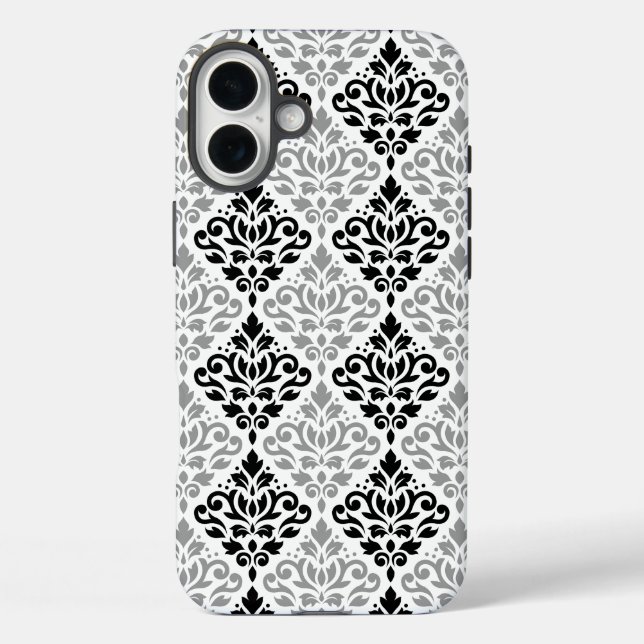 Scroll Damask Big Pattern Black Grey White Case-Mate iPhone Case (Back)