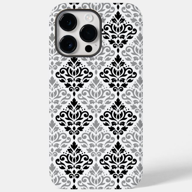 Scroll Damask Big Pattern Black Grey White Case-Mate iPhone Case (Back)