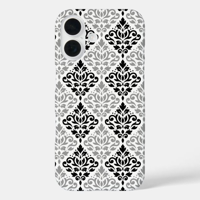 Scroll Damask Big Pattern Black Grey White Case-Mate iPhone Case (Back)