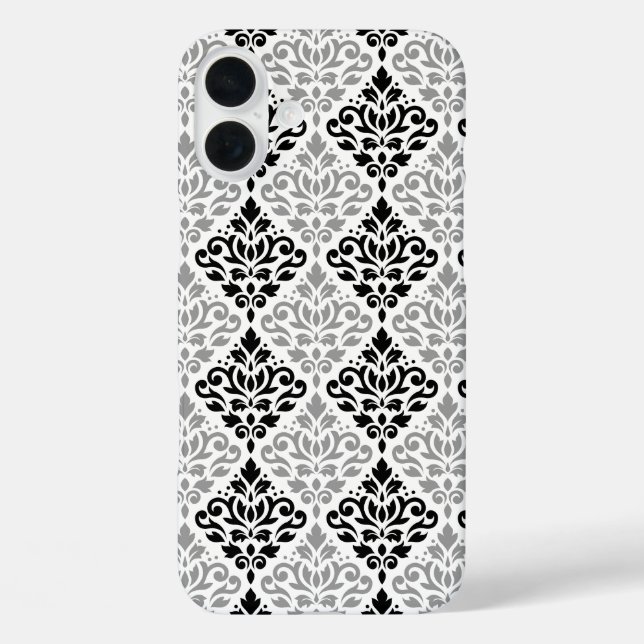 Scroll Damask Big Pattern Black Grey White Case-Mate iPhone Case (Back)
