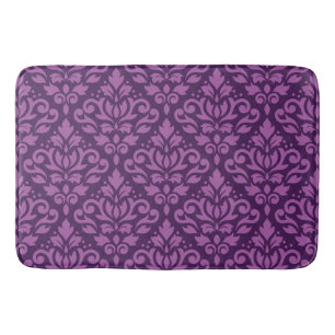 Scroll Damask Big Pattern Light on Dark Plum Bath Mat