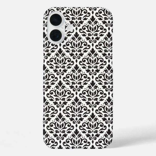 Scroll Damask Black on White Pattern Case-Mate iPhone Case (Back)