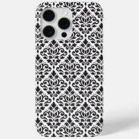 Scroll Damask Black on White Pattern