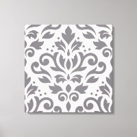 Scroll Damask Large Design Grey on Cream