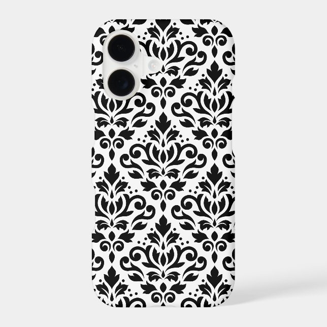 Scroll Damask Large Pattern Black on White (Back)