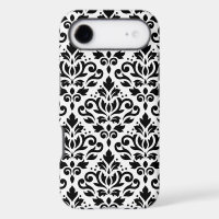 Scroll Damask Large Pattern Black on White