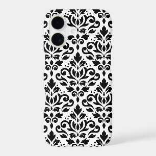 Scroll Damask Large Pattern Black on White
