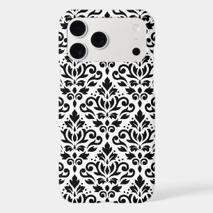 Scroll Damask Large Pattern Black on White