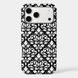 Scroll Damask Large Pattern White on Black