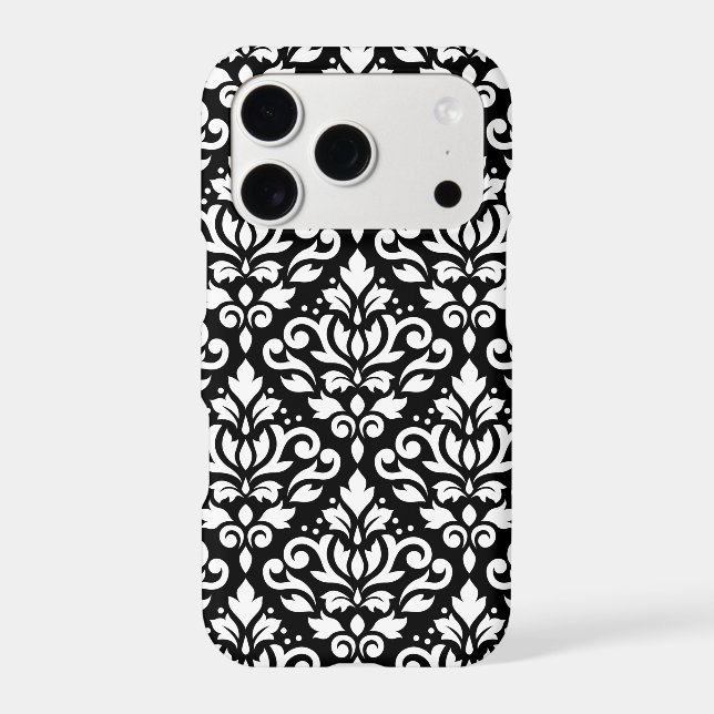 Scroll Damask Large Pattern White on Black (Back)