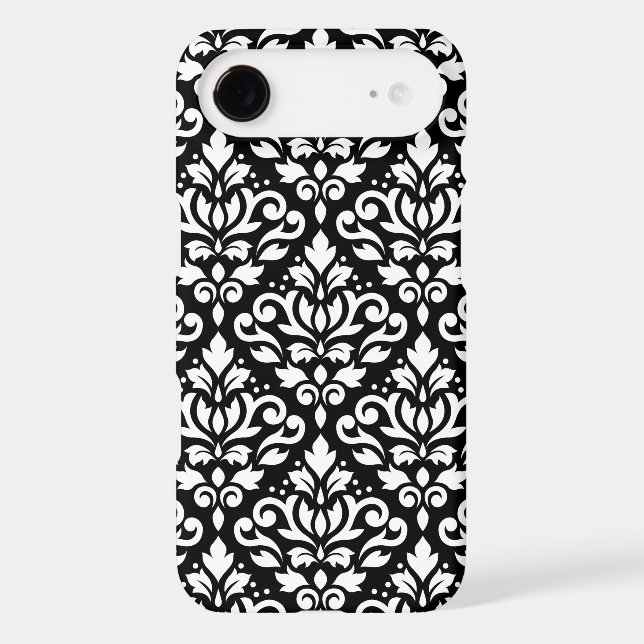 Scroll Damask Large Pattern White on Black (Back)