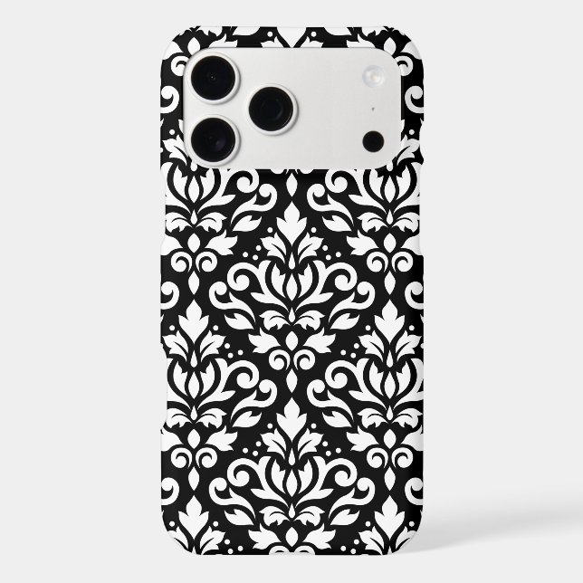 Scroll Damask Large Pattern White on Black (Back)