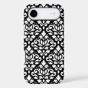 Scroll Damask Large Pattern White on Black