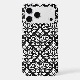 Scroll Damask Large Pattern White on Black