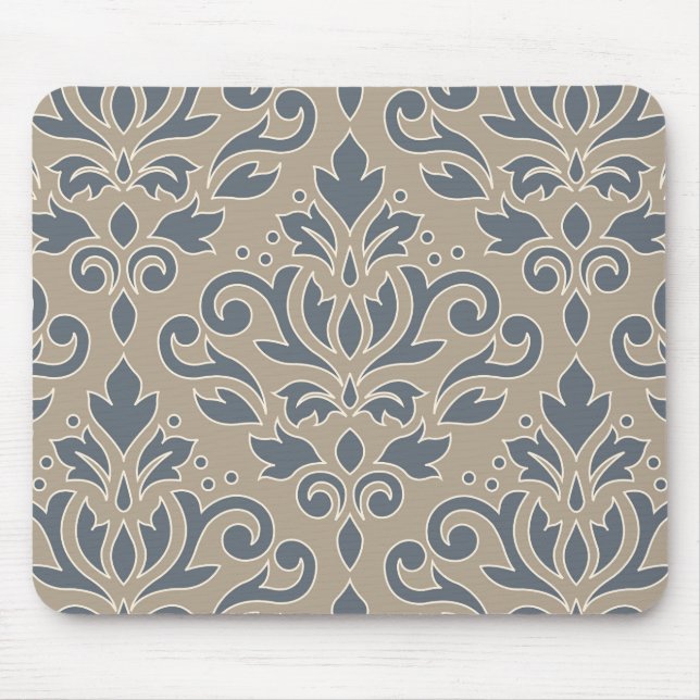 Scroll Damask Lg Pattern Cream Line Blue Sand Mouse Pad (Front)