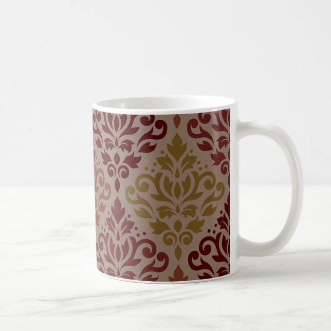 Scroll Damask Lg Ptn Reds Orange Gold Taupe Coffee Mug (Right)