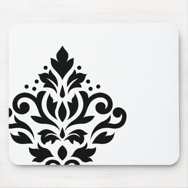 Scroll Damask Off-set I BW Mouse Pad (Front)