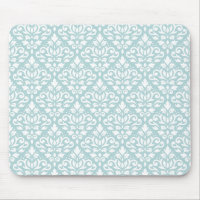 Scroll Damask Rpt Ptn White on Duck Egg Blue (B)