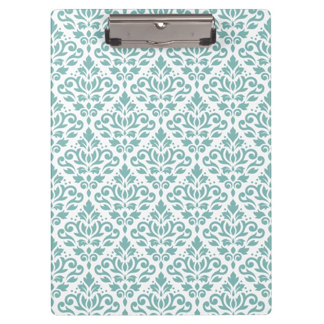Scroll Damask Teal Pattern Clipboard (Front)