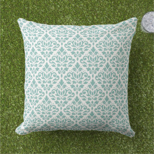Scroll Damask Teal Pattern Cushion