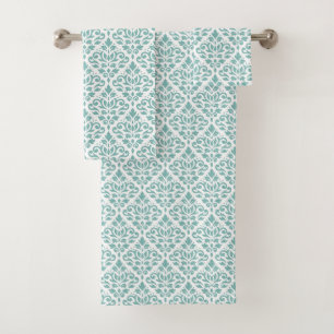 Scroll Damask Teal Repeat Pattern Bath Towel Set