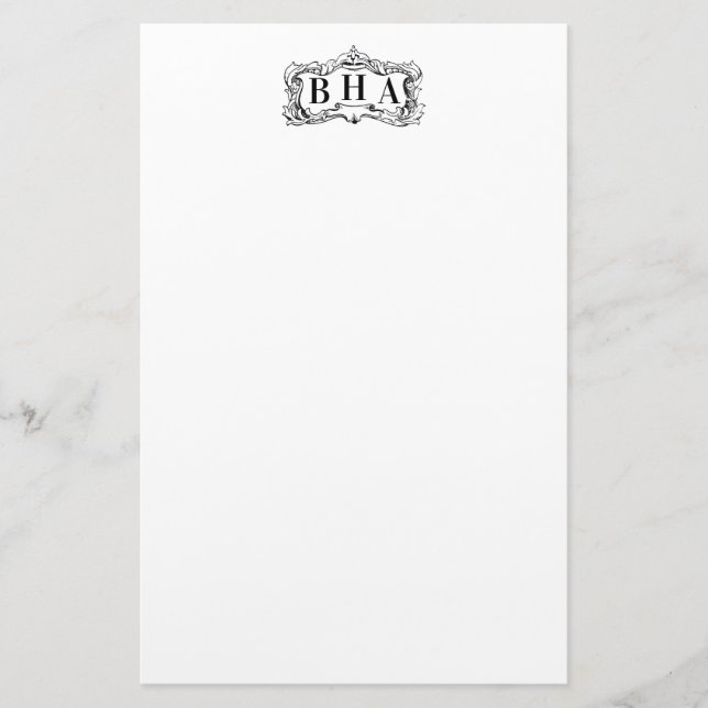 Scroll Frame and Monogram Stationery (Front)