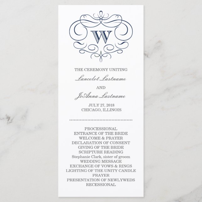 Scroll Frame Wedding Program Programme (Front)