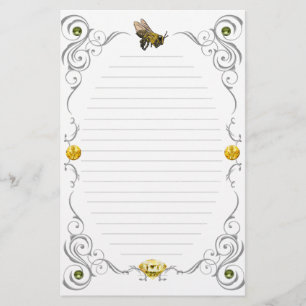 Scroll Honey Bee Lined Stationery