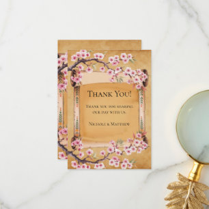 Scroll Japanese Cherry Blossom Wedding Thank You Card