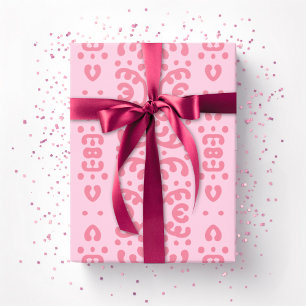 Scroll Lace in Pink Wrapping Paper