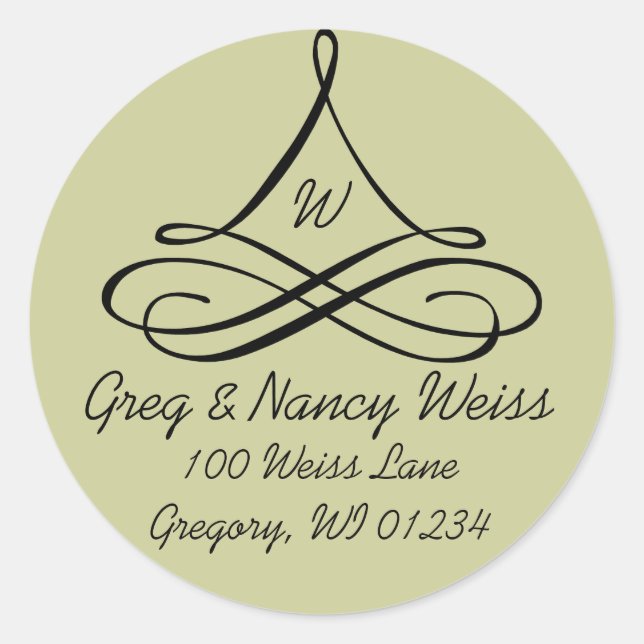 Scroll Ornament Address Label Stickers (Front)