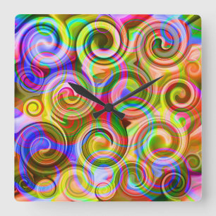 Scroll Pastel geometrical abstract Square Wall Clock