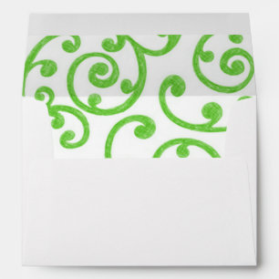 Scroll Pattern Green Envelopes