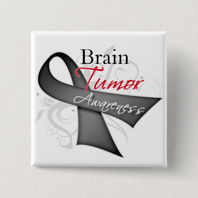 Scroll Ribbon - Brain Tumour Awareness 15 Cm Square Badge (Front)