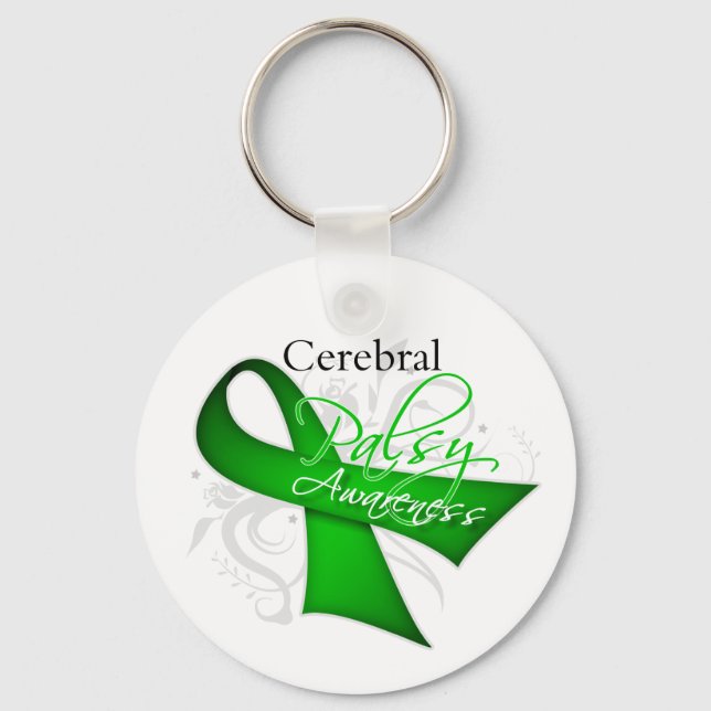 Scroll Ribbon - Cerebral Palsy Awareness Key Ring (Front)
