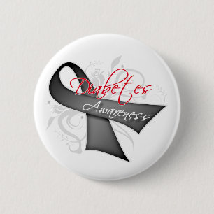 Scroll Ribbon - Diabetes Awareness 6 Cm Round Badge