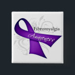 Scroll Ribbon - Fibromyalgia Awareness 15 Cm Square Badge<br><div class="desc"></div>