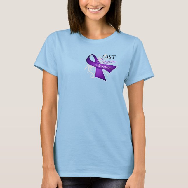 Scroll Ribbon GIST Cancer Awareness T-Shirt (Front)