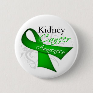 Scroll Ribbon Kidney Cancer Awareness 6 Cm Round Badge