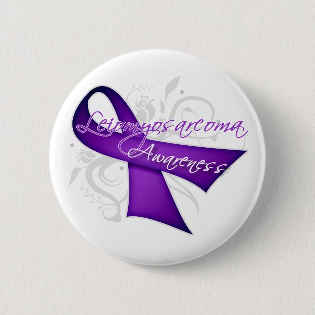 Scroll Ribbon Leiomyosarcoma Awareness 6 Cm Round Badge (Front)