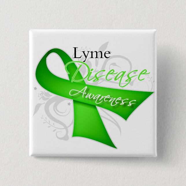 Scroll Ribbon - Lyme Disease Awareness 15 Cm Square Badge (Front)