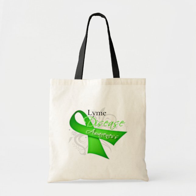 Scroll Ribbon - Lyme Disease Awareness Tote Bag (Front)