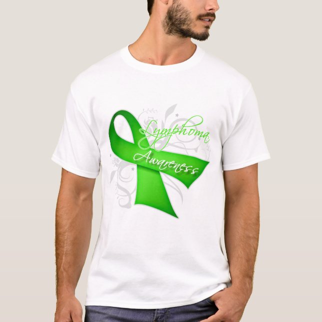 Scroll Ribbon Lymphoma Awareness T-Shirt (Front)