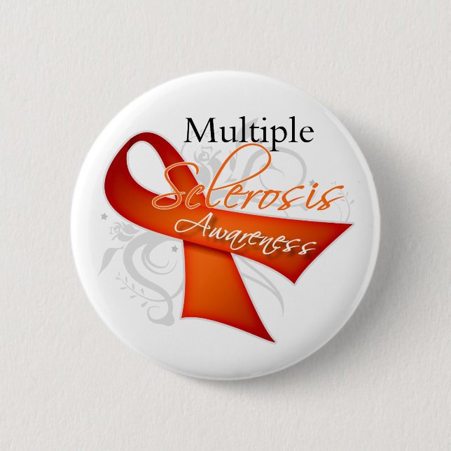 Scroll Ribbon - Multiple Sclerosis Awareness 6 Cm Round Badge (Front)