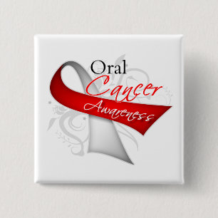 Scroll Ribbon Oral Cancer Awareness 15 Cm Square Badge