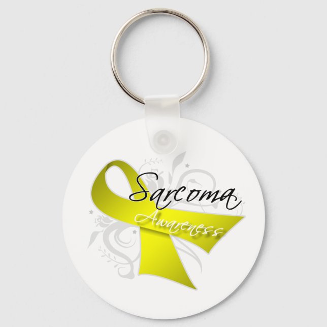 Scroll Ribbon Sarcoma Awareness Key Ring (Front)