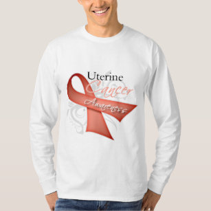Scroll Ribbon Uterine Cancer Awareness T-Shirt
